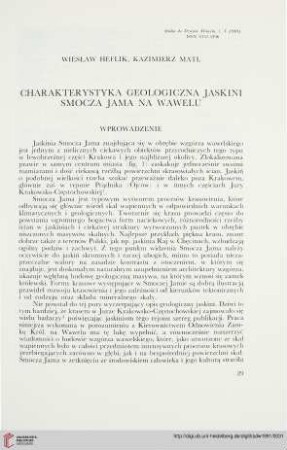 5: Charakterystyka geologiczna jaskini Smocza Jama na Wawelu