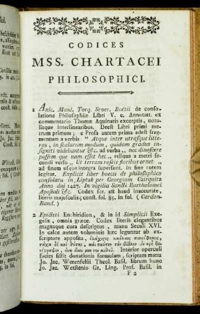 Codices MSS. Chartacei Philosophici.