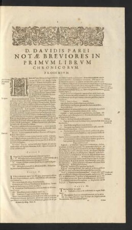 D. Davidis Parei Notae Breviores In Primum Librum Chronicorum
