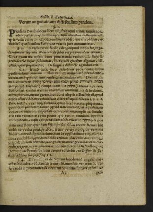 Sectio I. Exegetica. Verum ae genuinum dicti sensum pandens.