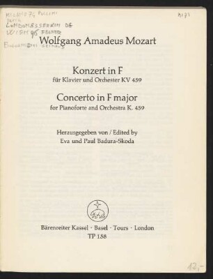 Konzert in F für Klavier und Orchester KV 459