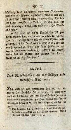 LXVIII. Das Nabelbläschen an menschlichen und thierischen Embryonen