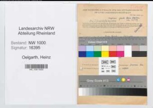Entnazifizierung Heinz Oelgarth, geb. 27.04.1911 (Kaufm.Angest.)