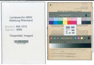 Entnazifizierung Irmgard Timpenfeld , geb. 25.12.1915 (Aerztin)