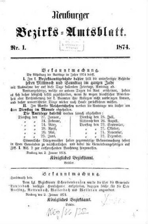 Neuburger Bezirks-Amtsblatt. 1874
