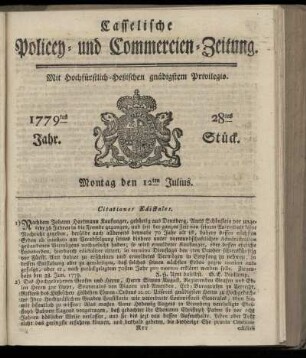 28tes Stueck, Montag den 12ten Julius. 1779