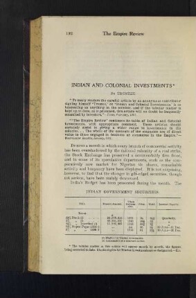 Indian and Colonial Investments