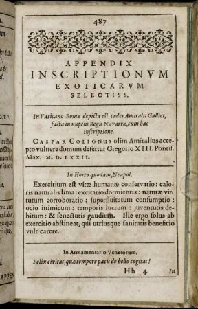 Appendix Inscriptionum Exoticarum Selectiss.