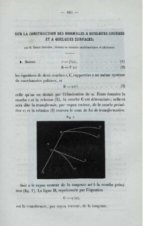 Sur la construction des normales a quelques courbes et a quelques surfaces.