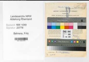 Entnazifizierung Fritz Behrens , geb. 31.03.1901 (Arbeiter)