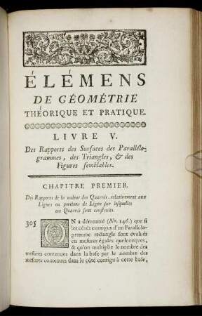 Livre V. Des Rapports des Surfaces des Parallélogrammes, des Friangles, & des Figures semblables.