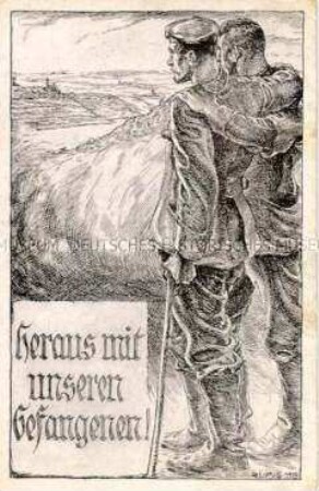Postkarte zur Freilassung von Kriegsgefangenen