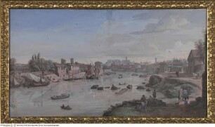 Romvedute mit dem Hafen am Ripa Grande