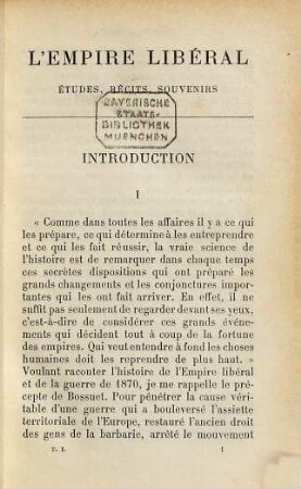 L' Empire libéral : Études, récits, souvenirs, 1