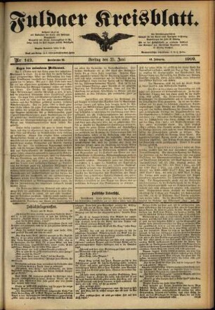 Ausgabe vom Freitag, den 25. Juni 1909.