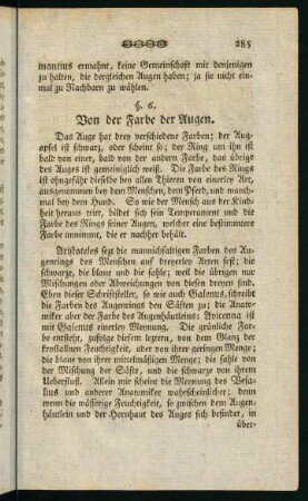 285-289, §6. Von der Farbe der Augen