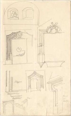 Hauberrisser, Georg von; u. a. Deutschland; Italien; Österreich; Skizzen - Türen u. Fenster (Teilansichten)