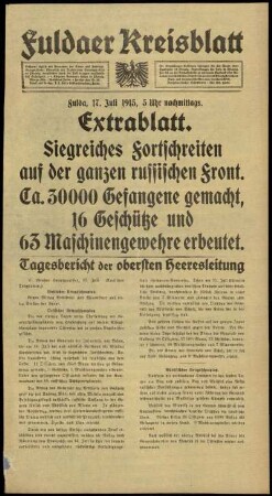 Ausgabe vom Samstag, den 17. Juli 1915.