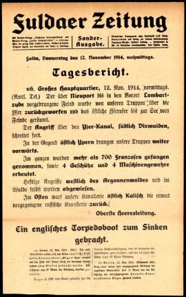 Zweite Ausgabe vom Donnerstag, den 12. November 1914.