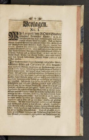 [Beylagen. No. I. - No. XVII.]