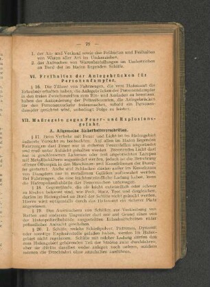 VII. Maßregeln gegen Feuer- und Explosions-gefahr.