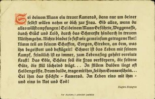 Sei deinem Mann ein treuer Kamerad [...]