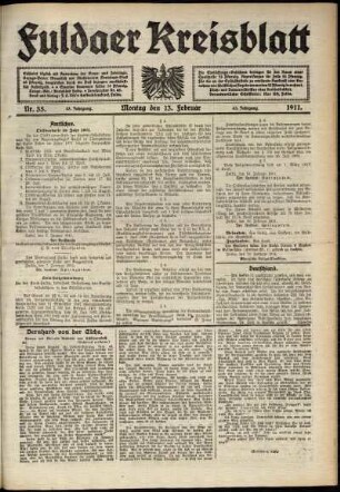 Ausgabe vom Montag, den 13. Februar 1911.