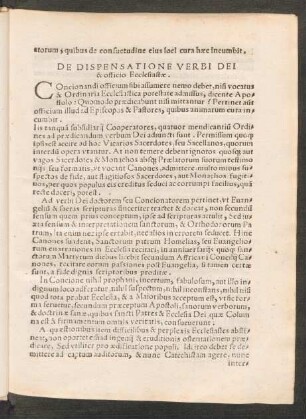 De Dispensatione Verbi Dei & officio Ecclesiastae.