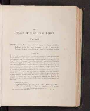 Report on the Myzostomida collected during the Voyage of H.M.S. Challenger during the years 1873-76. By Dr. L. von Graff, Professor of Zoology in the College of Forestry, Aschaffenburg, Bavaria.