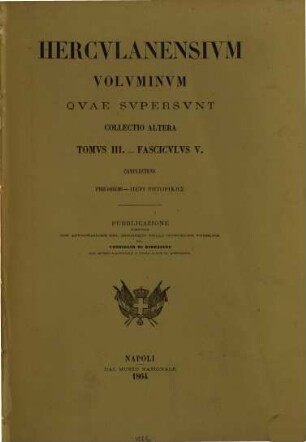 Herculanensium voluminum quae supersunt. Collectio altera. 3. 1864, Fasc. 5