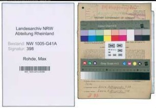Entnazifizierung Max Rohde , geb. 13.05.1906 (Polizeibeamter)