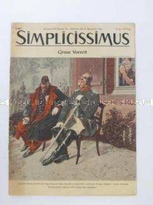 Satirezeitschrift "Simplicissimus" mit Titel-Karikatur auf die deutsche Geschichte