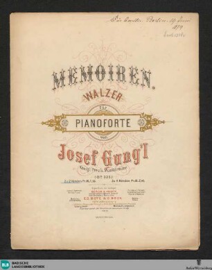 Memoiren : Walzer für Pianoforte zu 2 Händen; op. 335