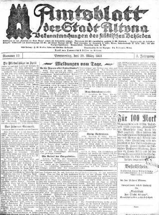 Nummer 13 : Donnerstag, den 29. März 1923