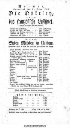 Die Onkeley, oder: das französische Lustspiel