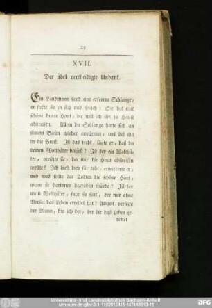 XVII. Der übel vertheidigte Undank.