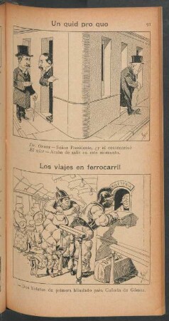 Un quid pro quo [y] Los viajes en ferrocarril - [Caricaturas]