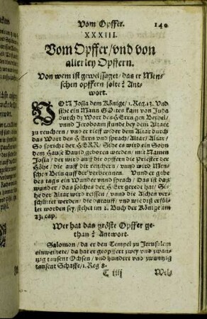 XXXIII. Vom Opffer/ und von allerley Opffern.