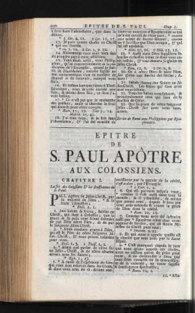Epitre De S. Paul Apôtre Aux Colossiens