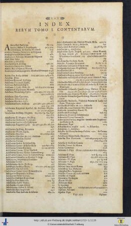Index Rerum Tomo I. Contentarum.