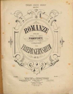 Romanze für das Pianoforte : op. 15