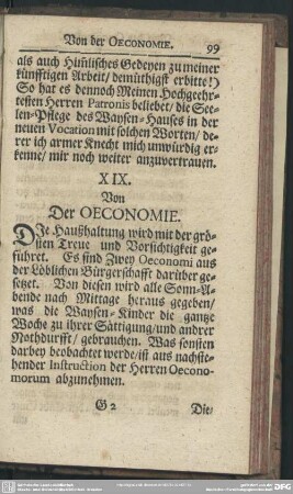 XIX. Von Der Oeconomie