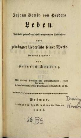 Johann Gottfried von Herders Leben