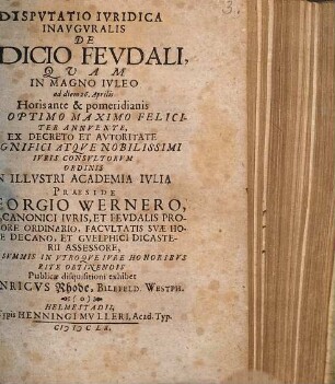 Disp. iur. inaug. de iudicio feudali