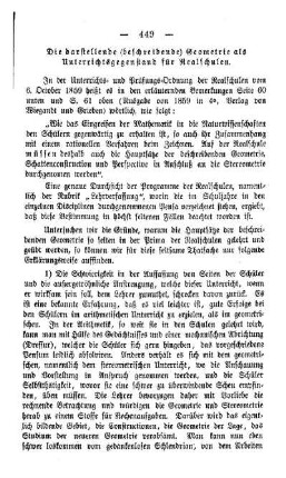 Die darstellende (beschreibende) Geometrie als Unterrichtsgegenstand für Realschulen : Sprechsaal
