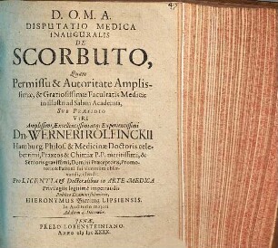 Disputatio Medica Inauguralis De Scorbuto