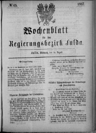 Nr. 65, Ausgabe vom 14. August 1867