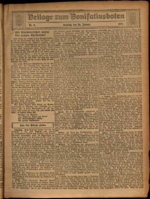 Zweite Ausgabe vom Sonntag, den 20. Januar 1929.