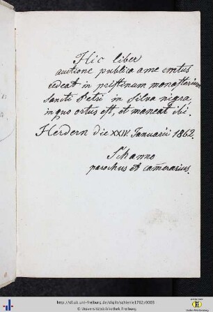 Hic liber auctione a me emtus…