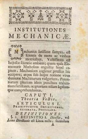 Institutionum Mathematicarum Opusculum ..., 3. Mechanica